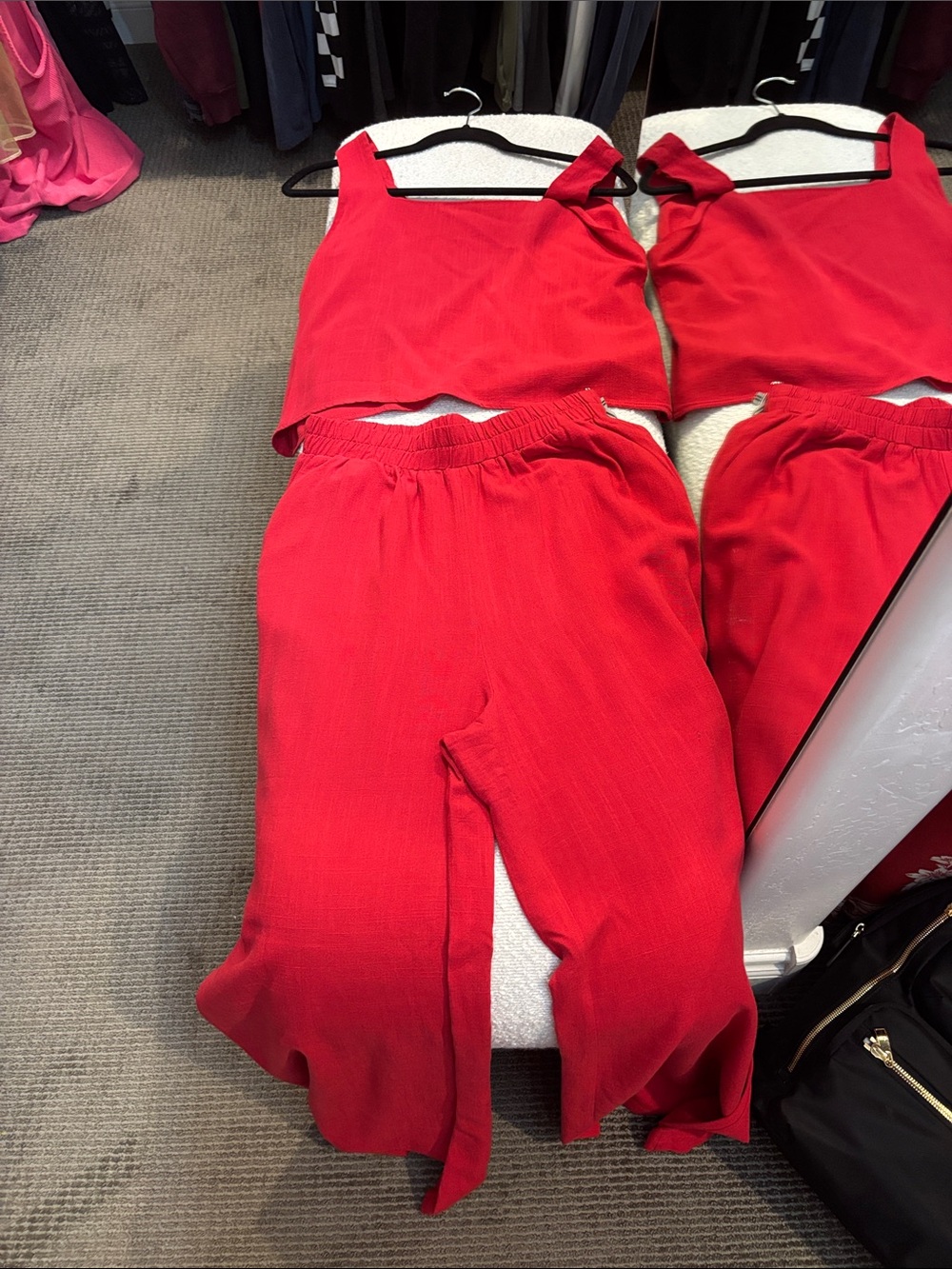 Amazon Red Ribbed Tank Top & Wide-Leg Pants Set